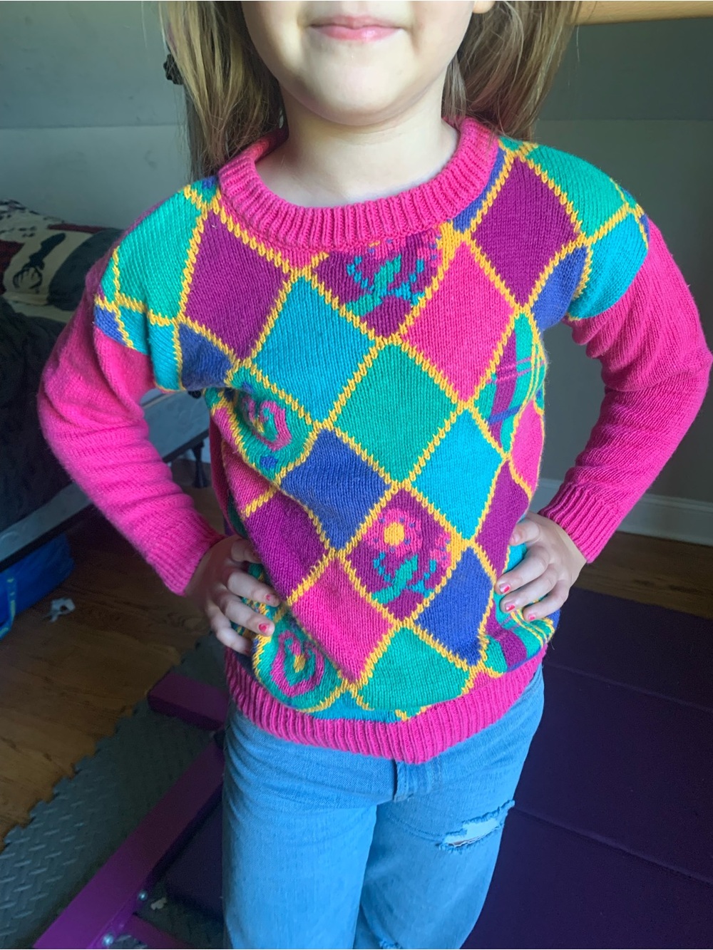 Vintage 90s Royal Deb Girl’s Argyle Sweater